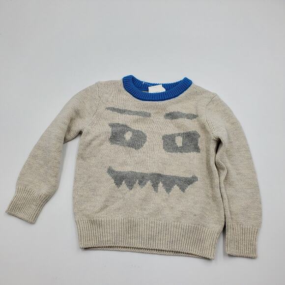 Baby Gap Beige Crewneck Sweater with Pumpkin Carving Face Size 18-24 Months - Picture 1 of 6